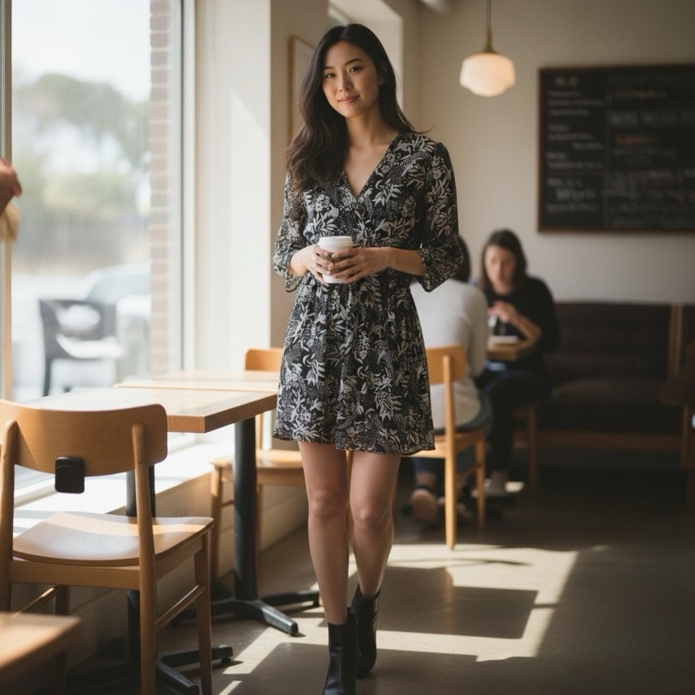 Scotch & Soda Black and White Floral Mini Dress